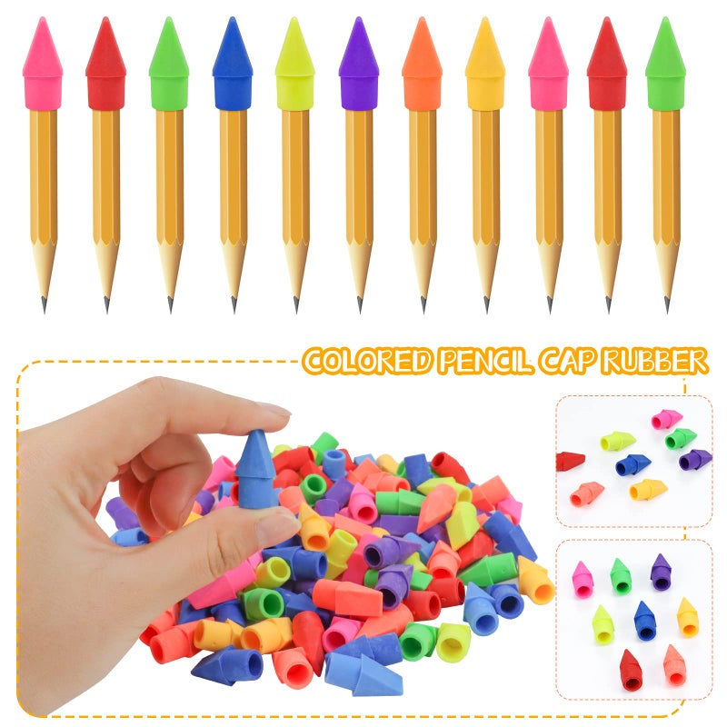 Fyess 800PCS Caps Pencil Erasers Chisel Shape Pencil Eraser Arrowhead Caps Erasers Latex Free Pencil Pencil Eraser Toppers Assorted Colors for Favors Games Prizes Pencil Top Erasers Home School Office - Image 3